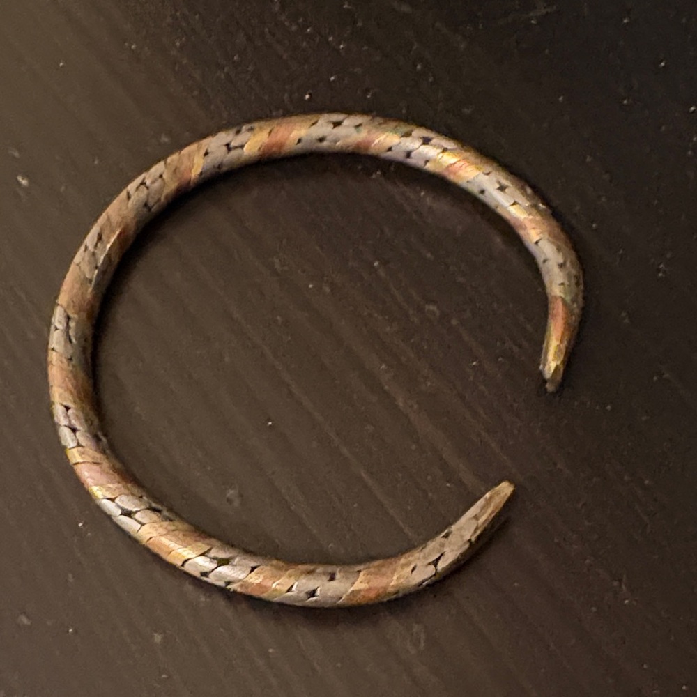 Braided Two-Tone Metal Cuff Bracelet in Silver & Gold Tones